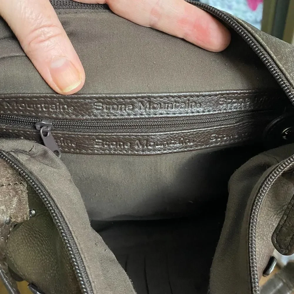 Vintage Stone Mountain Brown Leather Shoulder Bag